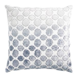 Kevin O'Brien Studio Tile Appliqued Linen Throw Pillow - Steel (22x22)