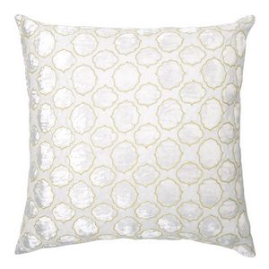 Kevin O'Brien Studio Tile Appliqued Linen Throw Pillow - Yellow (22x22)