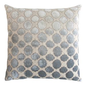 Kevin O'Brien Studio Tile Appliqued Linen Throw Pillow - Seagrass (22x22)