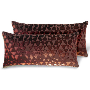 Kevin O'Brien Studio Triangles Velvet Decorative Pillow - Paprika 7x15.