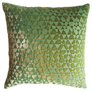 Kevin O'Brien Studio Triangles Velvet Decorative Pillow - Grass.