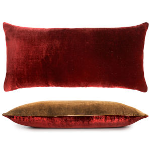 Kevin O'Brien Studio - Two Tone Ombre Velvet Decorative Pillow - Copper Ivy/Paprika (12x24).