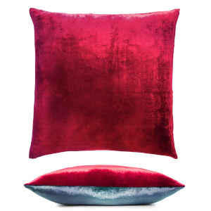 Kevin O'Brien Studio - Two Tone Ombre Velvet Decorative Pillow - Shark/Raspberry (22x22).