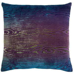 Kevin O'Brien Studio - Woodgrain Velvet Decorative Pillow - Peacock.