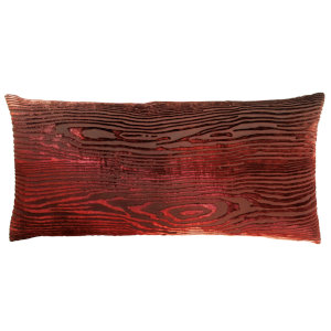 Kevin O'Brien Studio - Woodgrain Velvet Decorative Pillow - Paprika 12x24.