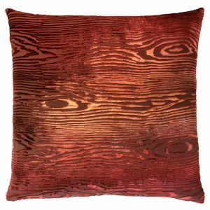 Kevin O'Brien Studio - Woodgrain Velvet Decorative Pillow - Paprika 22x22.