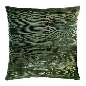 Kevin O'Brien Studio - Woodgrain Velvet Decorative Pillow - Evergreen (22x22).