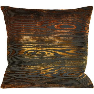 Kevin O'Brien Studio - Woodgrain Velvet Decorative Pillow - Copper Ivy.