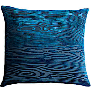Kevin O'Brien Studio - Woodgrain Velvet Decorative Pillow - Cobalt Black.