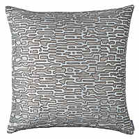 Lili Alessandra Christian Platinum Velvet/Silver Print/Beads Pillow