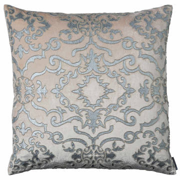 Lili Alessandra Valencia Blush Velvet/Silver Print Pillows/Fawn Soutache (22x22) Decorative Pillows