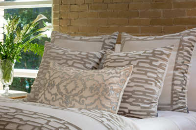 Lili Alessandra Christian White Linen Pillows & Bedding Collection