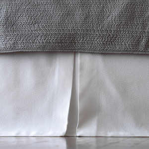 Lili Alessandra Gia Ivory Cotton & Silk Tailored  Bed Skirt