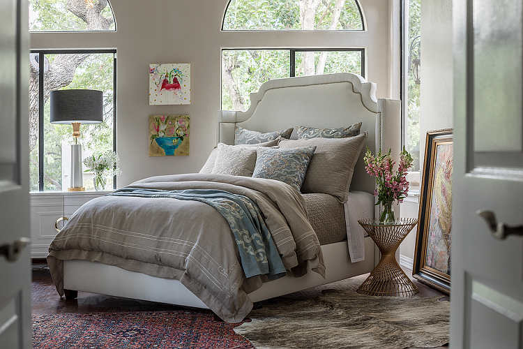 Lili Alessandra Casablanca with Accents of Slate Bedding