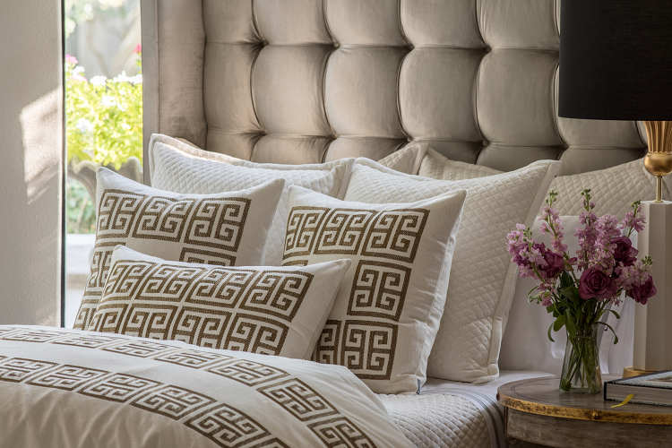 Lili Alessandra Laurie and Guy Gold Embroidery Bedding Collection - Close-up