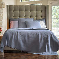  Lili Alessandra Retro Quilted Coverlet Blue S&S Coverlet and Pillow Collection
