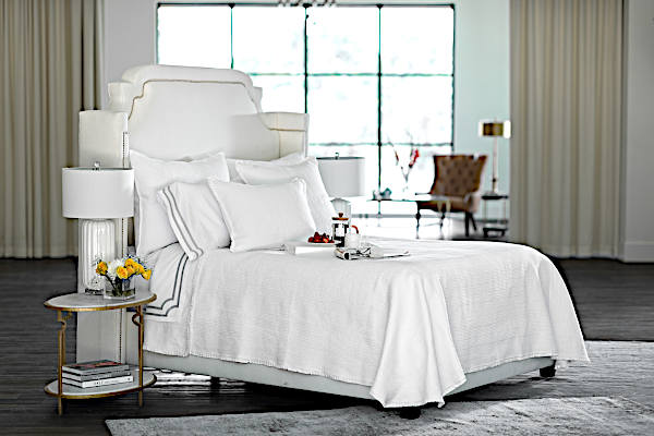 Lili Alessandra Battersea White Cotton Quilted Coverlets and Pillows