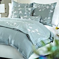 Lili Alessandra Gia Blue Cotton with Silk Jacquard Bedding Collection