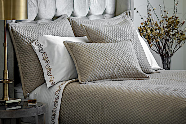 Lili Alessandra Laurie Diamond Quilted Coverlet Stone Basketweave