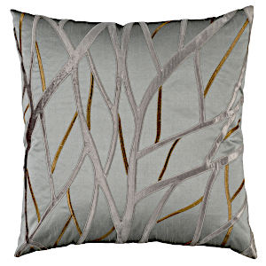 Lili Alessandra Twig Pewter with Antique Embroidery Pillow (24x24)