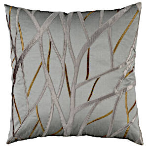 Lili Alessandra Twig Decorative Pillow - Pewter/Platinum Velvett and Antique Gold Embroidery