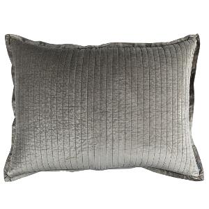 LILI ALESSANDRA ARIA QUILTED LUXE EURO PILLOW LT. GREY MATTE VELVET 27X36 (INSERT INCLUDED)