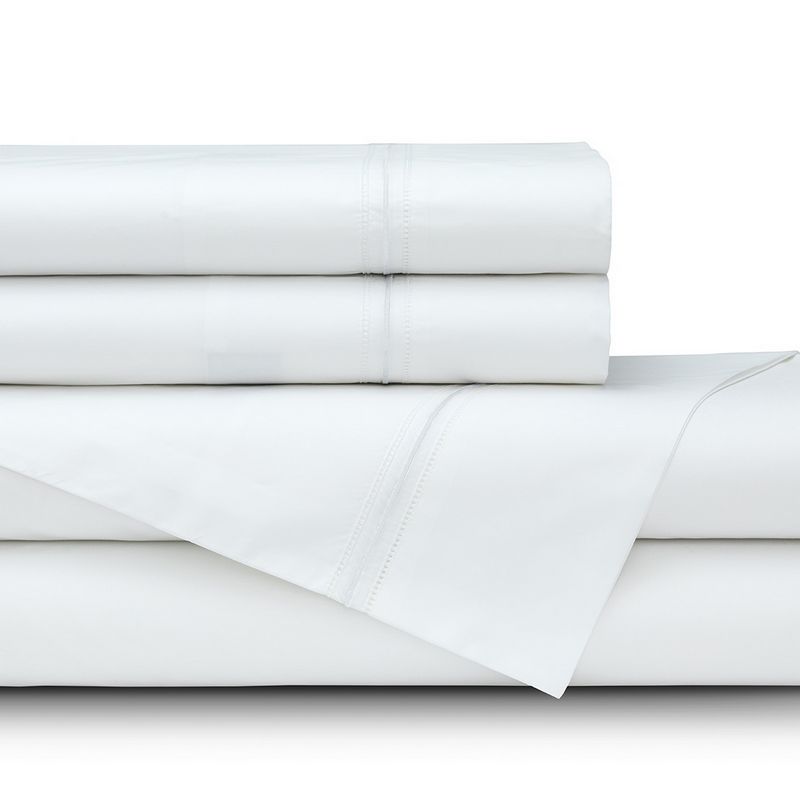 Lili Alessandra Bella White with White Double Hemstitch Bedsheets - Sheet Stack.