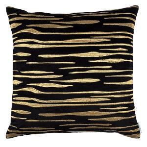 Lili Alessandra Zara Black Matte Velvet Gold 24x24 Pillow.