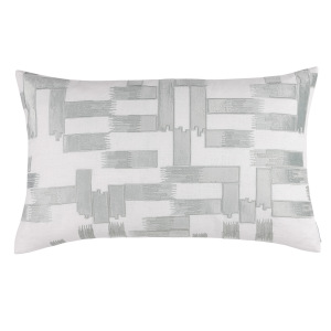 Lili Alessandra Capri Lg Rectangle Pillow White / Aquamarine 18x30