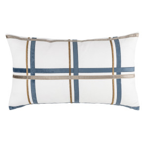 Oliver Lg Rectangle Pillow White Smokey Blue Fawn 18x30 by Lili Alessandra.