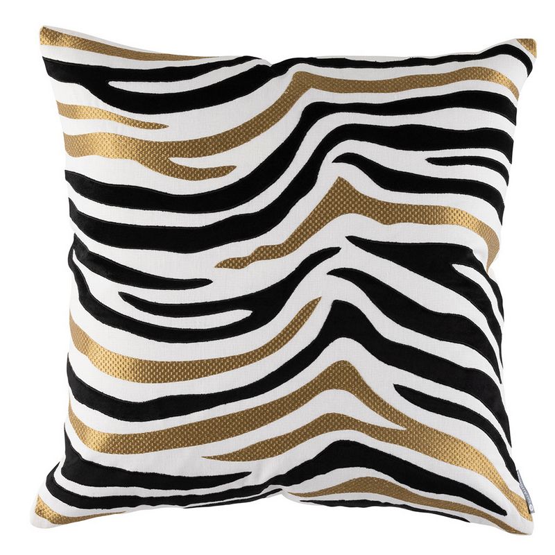 Lili Alessandra Tiger Square Pillow White / Black / Gold 22x22