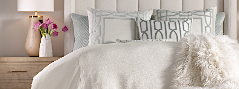 Lili Alessandra Trey Cube Ivory w/ Aquamarine Pillows & Bedding - Image #1