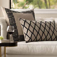 Lili Alessandra Aspen & Brook Dark Sand w/ Black Decorative Pillows