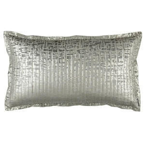 Lili Alessandra Jolie Quilted King Pillow Silver Velvet / Gold Print 20X36