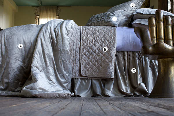 Lili Alessandra Chloe Diamond Quilted Ivory Velvet Coverlet Collection - Mobile Phone View.