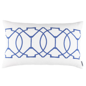 Lili Alessandra Magic Large Rectangle Pillow White Linen/Slate Blue Rice (L2005DWSL)