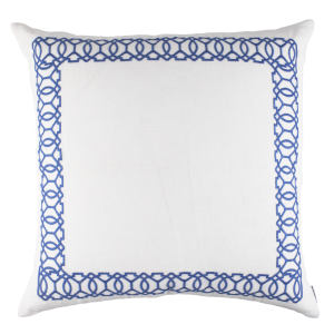 Lili Alessandra Magic Euro Pillow White Linen/Slate Blue Rice (L2005LWSL)