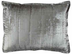 Lili Alessandra Moderne Silver Velvet/Silver Print Quilted Pillows - Standard (20x26)