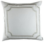 Lili Alessandra Soho White Linen with Ice Silver Velvet Applique Pillow
