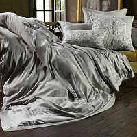 Lili Alessandra Vendome Taupe Silk and Sensibility/Fawn Velvet Bedding