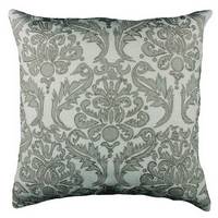Lili Alessandra Appliqued Pillows in Ivory Basket Weave with Natural Linen Applique