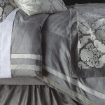 Lili Alessandra Versailles Silver Velvet/Ivory Applique Duvet Cover