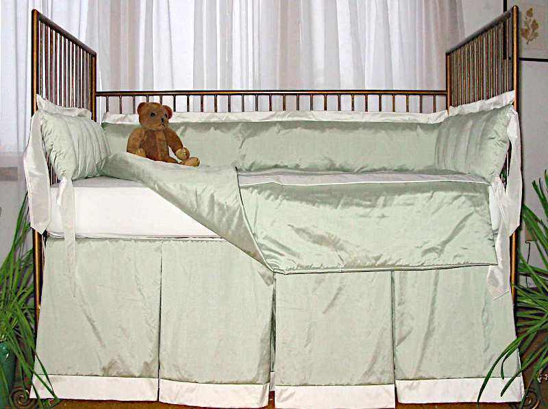 Lulla Smith Capri Dupioni Silk Custom Crib Bedding - Full View.