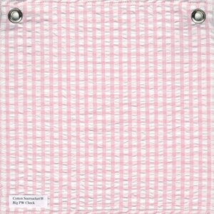 Lulla Smith Cotton Seersucker Swatch in Big Pink and White Check color