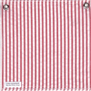 Lulla Smith Cotton Seersucker Swatch in Big Red and White Stripe color