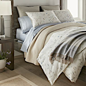 Peacock Alley Avery Duvet & Sham Bedding - Bed set with a diagonal view.