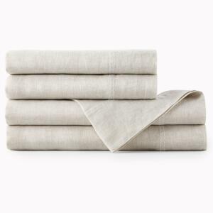 Peacock Alley European Washed Linen Sheet Stack (Natural).