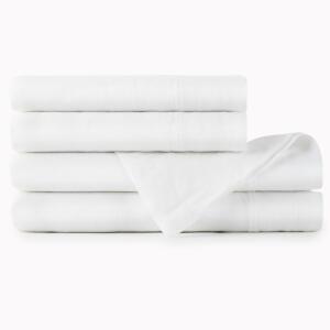 Peacock Alley European Washed Linen Sheet Stack (White).