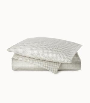 Peacock Alley Houndstooth Percale Bedding in Griege color.