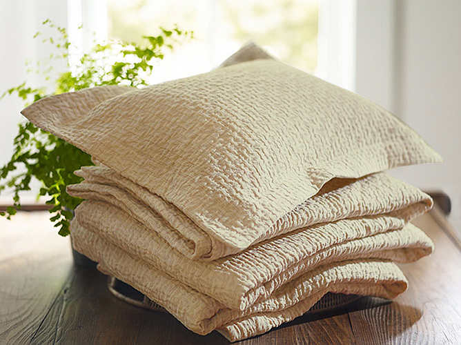 The Purists Eton Bedding - Sham & Coverlet Stacked